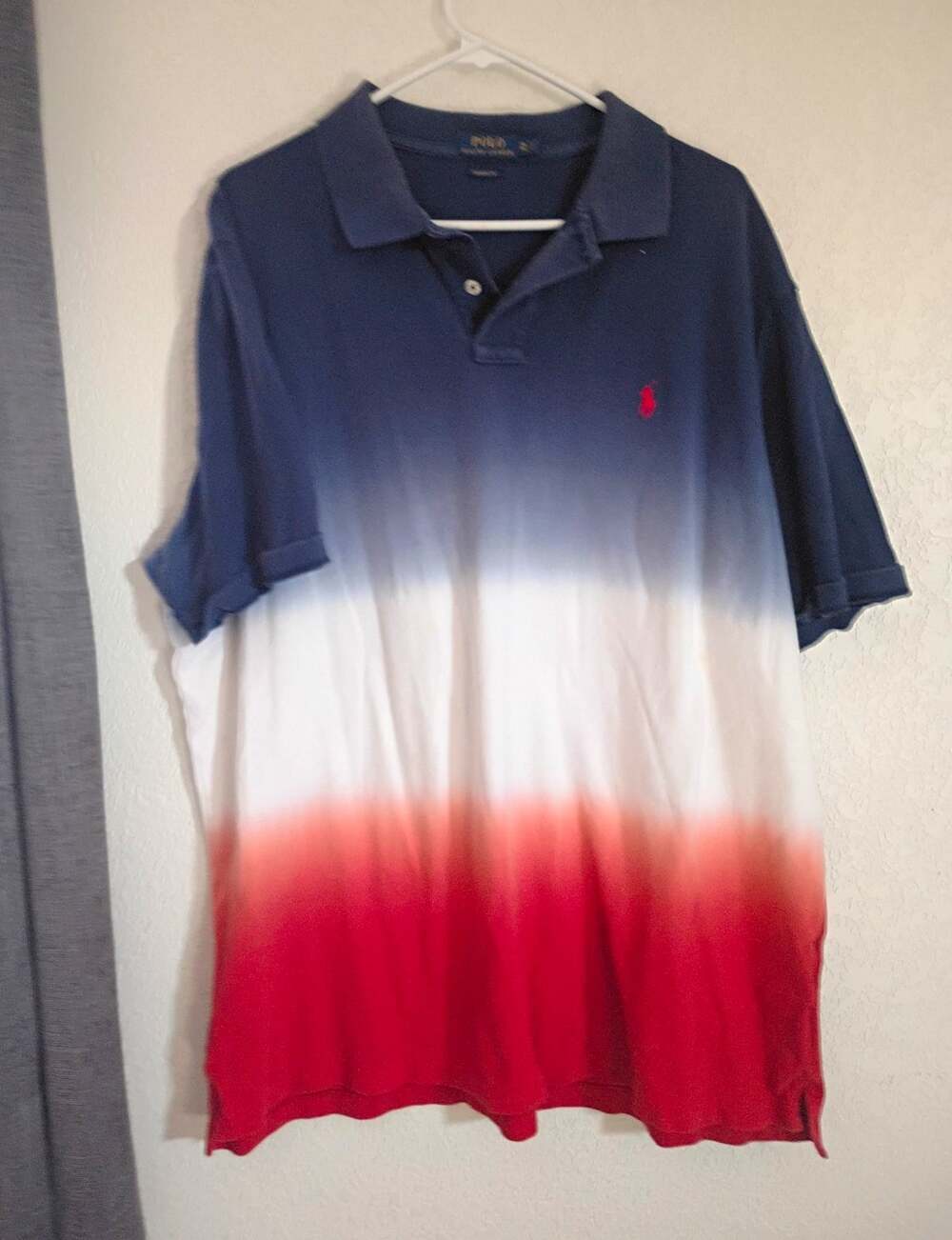 Polo Ralph Lauren Men's Red White Blue Ombre Dip Dye Polo Shirt XXL Classic Fit
